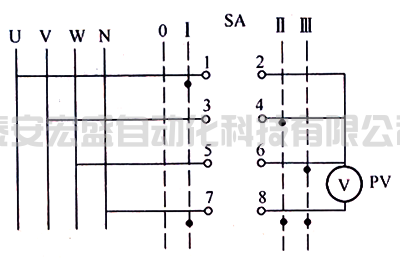 LW5-15/YH1型相電壓換相開關(guān)接線圖 LW5-15/YH1型相電壓換相開關(guān)接線圖